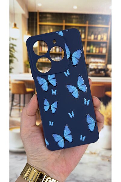 Vip Case Tecno Spark 20/20C Uyumlu Mavi Kelebek Desenli Silikon Darbe Emici K...