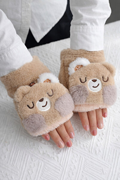 MD Moda Accessories Sevimli Ayıcık Figürlü Peluş Eldiven