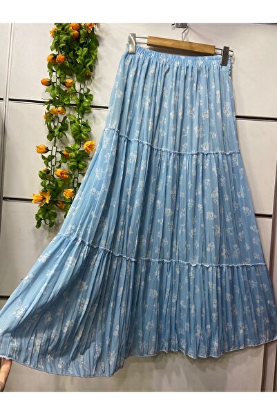 edu collection Patterned Layered Chiffon Skirt with Lining