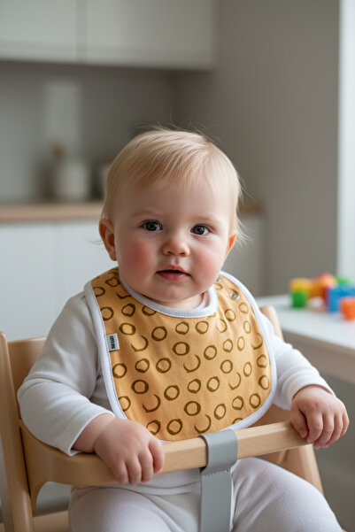 runbaby Polarlı Sıvıya Dayanıklı İki kademeli Çıtçıtlı Bebek Mama Önlüğü ( 0-3 AY )