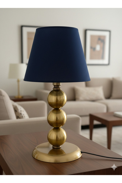 asellus Noctra Triple Globe Antique Gold Metal Table Lampshade