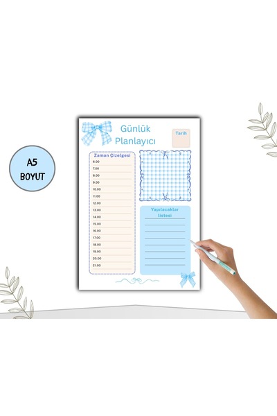 DAK Mavi Renk Pötikare Desenli Günlük Planlayıcı Defter / Daily Planner