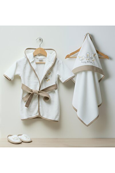 Nexvora Duck Patterned Luxury Baby Bathrobe Towel Set 2 Years / Uni