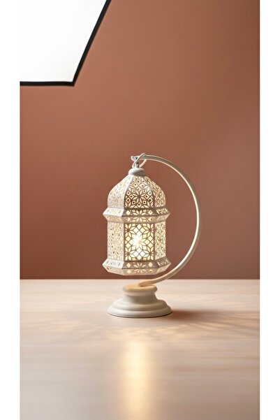 clifss Mihrimah Dekoratif Saf Beyaz Rengi Pilli Kandil & Masa Üstü Fener, Ram...