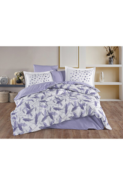 CASIMI Poplin Cotton Bedding Set, Quilted, 2 Persons - Silva Lilac