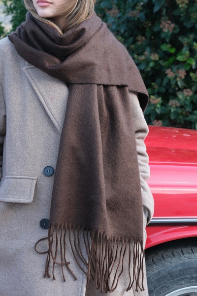 YENGEÇ Brown Tasseled Soft Shawl