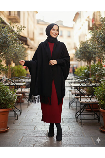 Kervan Pazar KADIN TRİKO KOLLU ŞAL PANÇO