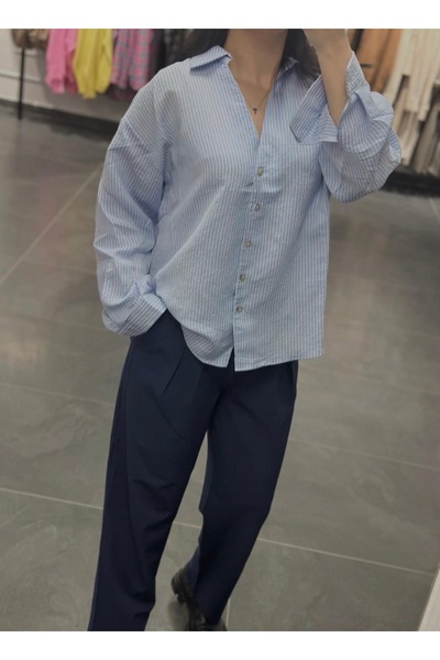 Pery Mavi Çizgili Gömlek