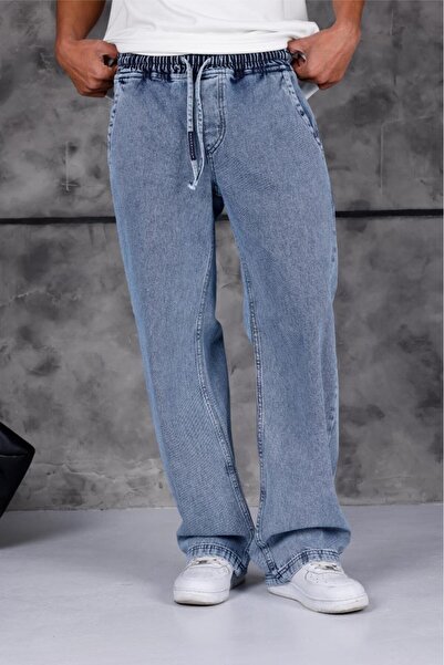 Oksit Jackson Unisex Oversized Denim Jeans with Drawstring and Elastic Waist ...