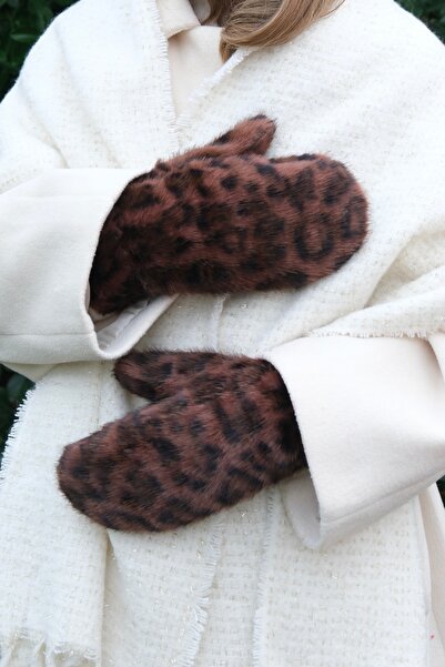 YENGEÇ Plush Soft Leopard Gloves