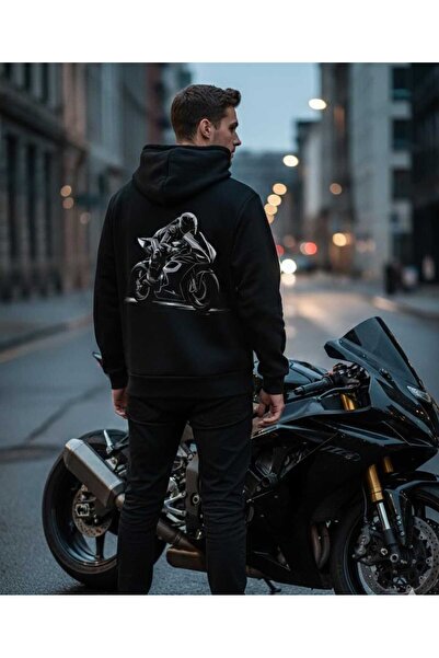 DİVİN Hooded Motorcycle Spirit Oversized Sweatshirt