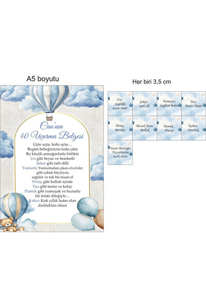 Sinek Kupası Tasarım Erkek Bebek Etiket ve Kart Seti 40 Uçurması Sepet Süslem...