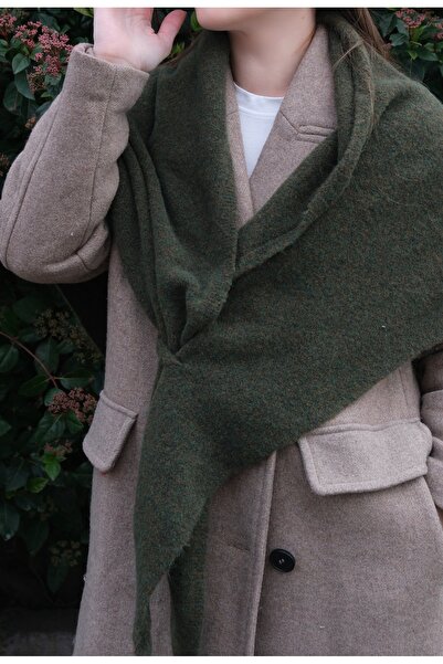 YENGEÇ Önden Bağlamalı Üçgen Şal Haki Renk