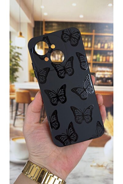 Vip Case Tecno Spark Go1 Uyumlu Siyah Kelebek Desenli Silikon Darbe Emici Kla...