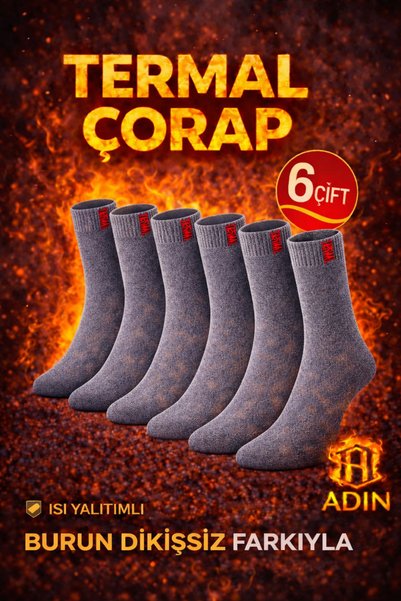 Adin Winter Thick Thermal Socks, Women's and Men's 6-Pack (Seamless Toe)