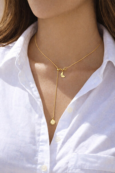 sirius jewelry 925 Gümüş | Güneş Hilal Y Kolyeye Harflerini Yazdır
