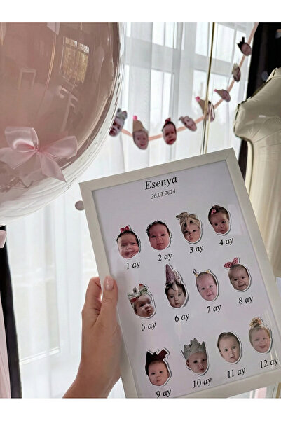 eninaco Kişiye Özel 1 Yaş Panosu İlk Yıl Anı Tablo 12 Aylık Bebek Gelişim Fot...