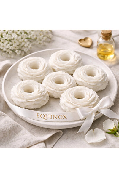 EQUINOX MUM EQUİNOX - 6 ADET Şakayık Model Beyaz Mum Aksesuarı – Dekoratif