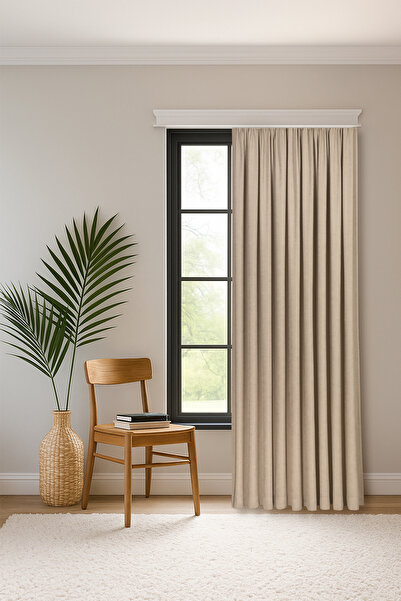 Gauze Fabric Design Sapphire Velvet Textured Beige Extra-Thick High Quality S...