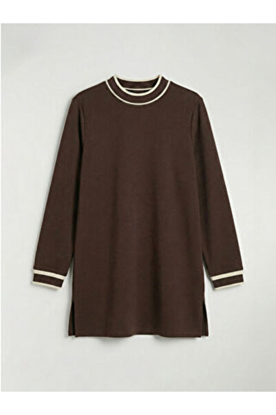 LC Waikiki Brown Mock Neck soft touch women's sweatshirt tunic
