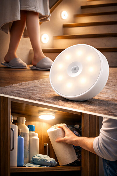 SYN AKSESUAR Hareket Sensörlü Şarjlı LED Lamba | Kablosuz Otomatik Gece Lambası