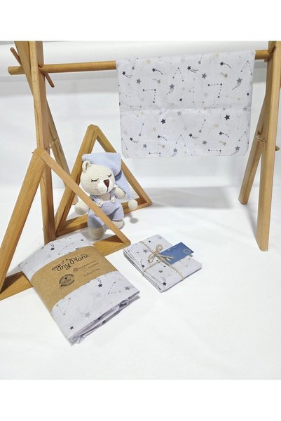tiny plans ملاية أطفال مرنة - طقم غطاء وسادة مقاس 40x80 سم