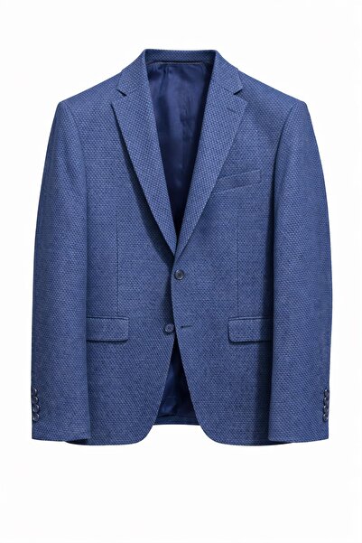 MASERTO Men's Navy Blue Slim Fit Blazer Jacket