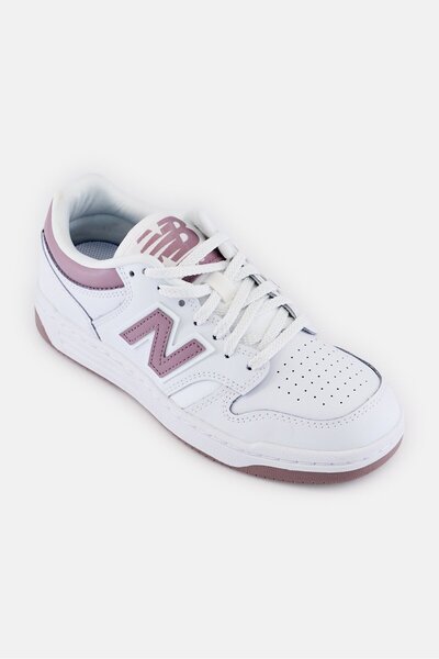 New Balance حذاء رياضي للأطفال الأولاد BB480LWI برباط، أبيض