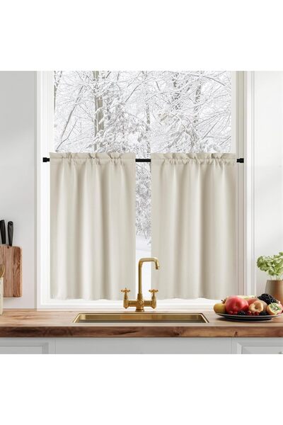 PONY DANCE Short bistro curtains, set of 2, 60x60 cm, opaque, with rod pocket...