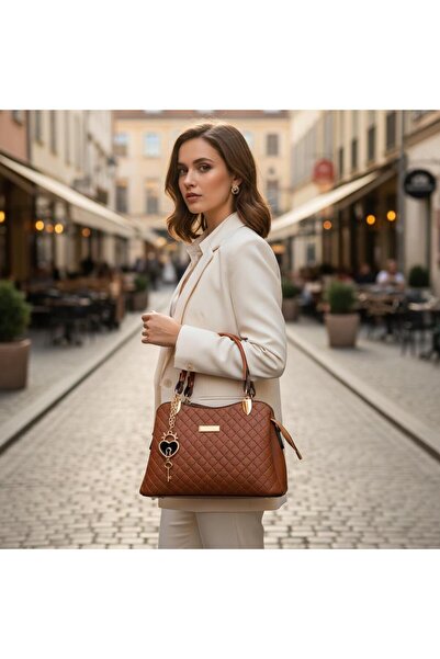 ZİVORA Geantă de mână și de umăr matlasată pentru femei, cu accesorii pentru ...