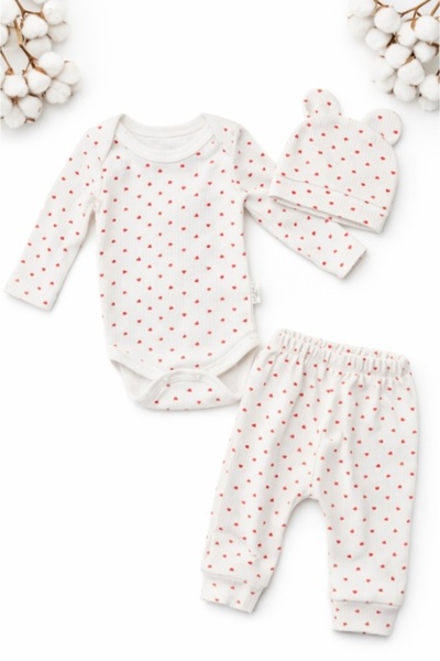 Pure Boutique Σετ 3 τεμαχίων για μωρά, φορμάκι, παντελόνι, καπέλο, βαμβακερό ...