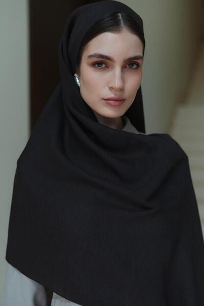 Jolamier Antrasit Düz Yün İpek Şal