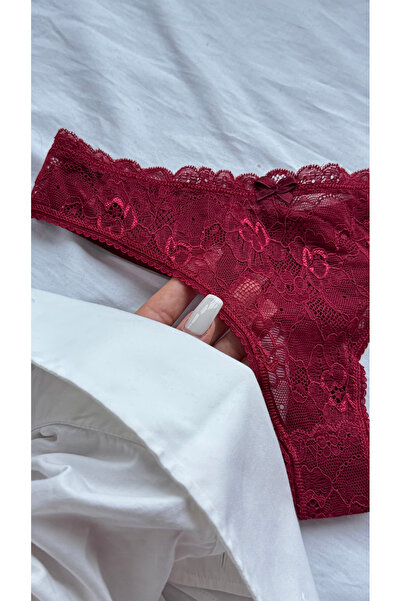 YOYYO Floral Patterned Thong with Lace Detail