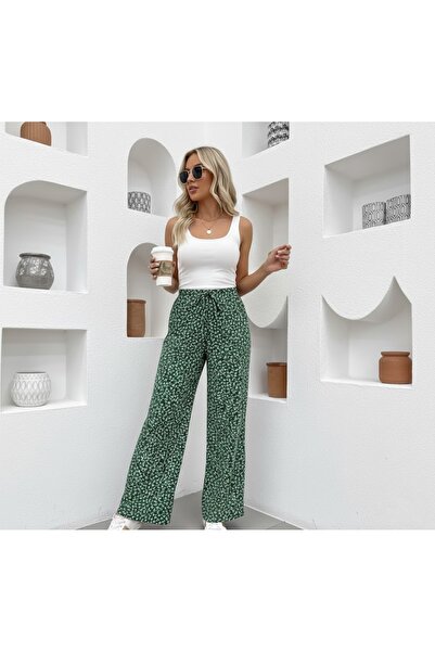 THEBEK Women's Wide-Legged Wrinkled Trousers – Light Fabric, Comfortable Fit,...