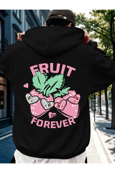 Marco Fresco Back frut Printed white Oversized hooded sweatshirt hoodie