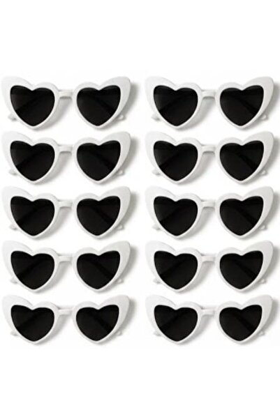 newdaki White Heart Bride Bridesmaid Sunglasses Set of 10 Uv400 - Wedding Eng...