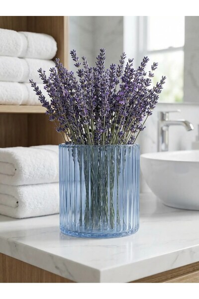 Paşa Cam Modern Estetiğin Yeni Formu: El İşçiliği Optik Mavi Dekoratif Vazo (...