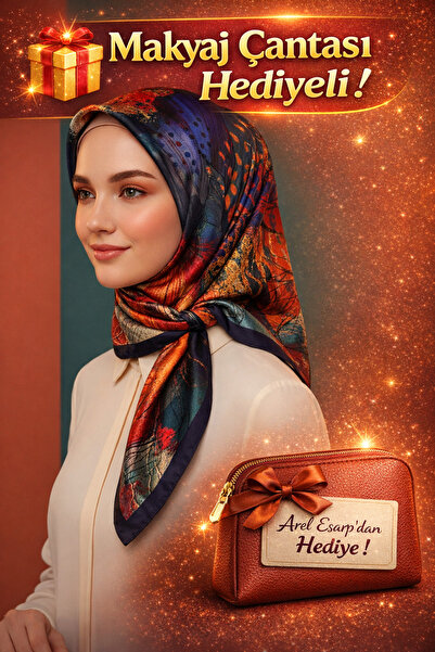 Picasso Silk-Look Navy Blue Crystal Scarf – Twill Stylish Design 90X90