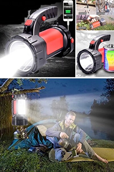 Munico Uzun Menzilli Şarjlı Ultra Parlaklık Komple Aydınlatan El Feneri Kamp ...