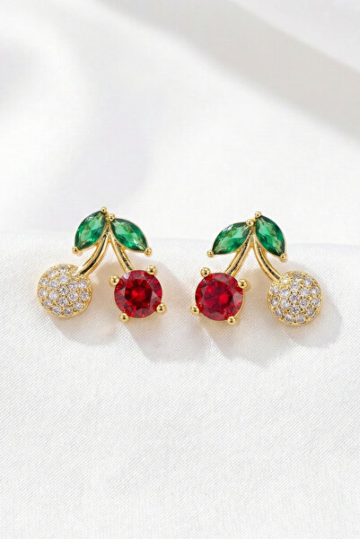 özgül takı ve tasarım Cherry Model Zircon Stone Stainless Steel Gold Color Wo...