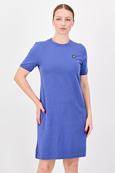 Lyle & Scott Women Embroidered Logo Short Sleeve Mini Dress, Light Purple
