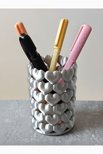 pernator منظم على شكل قلب وردي - حامل فرشاة المكياج وحامل الأقلام ومنظم الإكس...