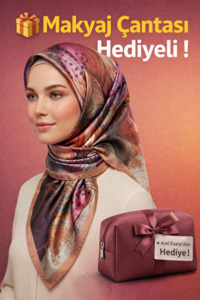 Picasso Silk-Look Brown Crystal Scarf – Twill Stylish Design 90X90