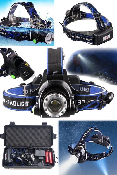 Munico Tx6 Şarjlı Zoomlu Kafa Feneri Yakınlaştırmalı Ayarlamalı Su Geçirmez D...