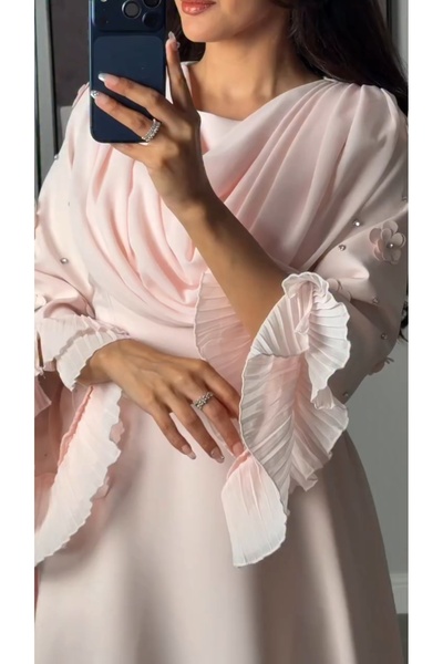 hind fashion فستان ناعم بلون وردي للعيد