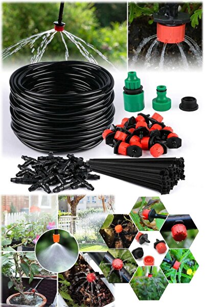 Munico 15 Metre Bahçe Su Damlatma Sulama Sistemi Boru Hortum Aparatlı Bahçe B...