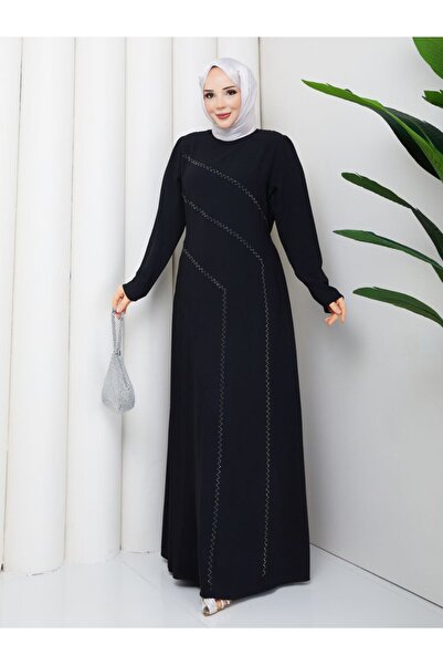 asyadabutik Women's Stone Woven Detailed Small Pleated Back Tie Plus Size Wom...