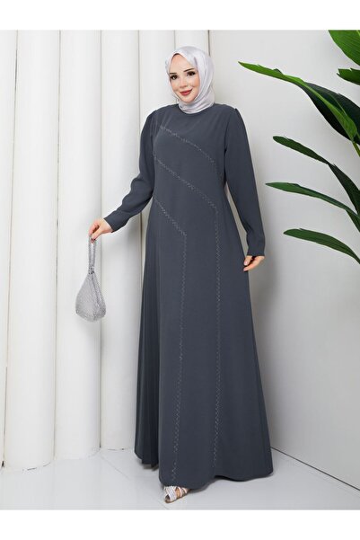 asyadabutik Women's Stone Woven Detailed Small Pleated Back Tie Plus Size Wom...