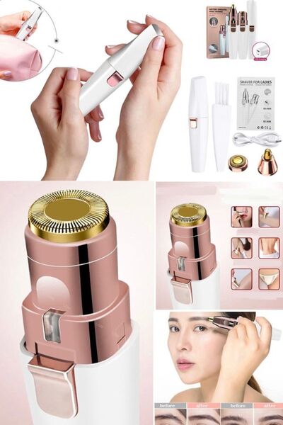 Munico 2 Başlıklı Elektrikli Kaş Düzeltici Usb Şarj Edilebilir Vücut Yüz Epil...