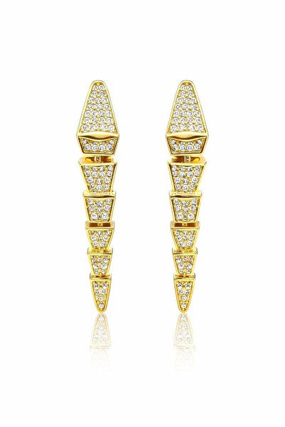 Sense of Atelier Zyra Snake Figured Stone Gold Long Earrings